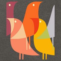 Bird Print Art Deco 60s Style Minimal Hippy Retro Cool Cotton Canvas Backpack