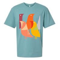 Bird Print Art Deco 60s Style Minimal Hippy Retro Cool Sueded Cloud Jersey T-Shirt