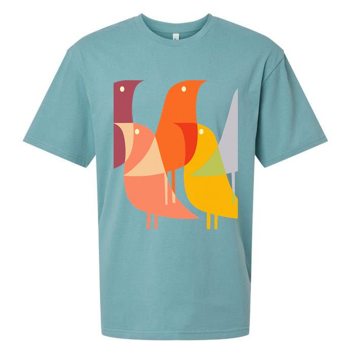 Bird Print Art Deco 60s Style Minimal Hippy Retro Cool Sueded Cloud Jersey T-Shirt