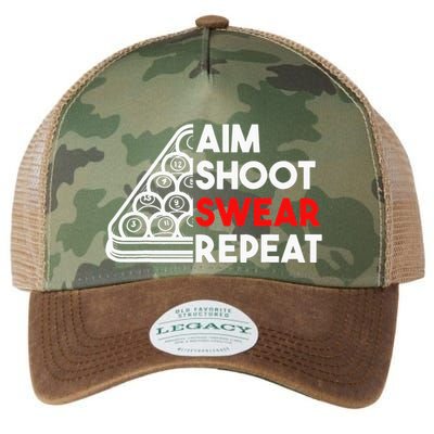 Billiard Pool Aim Shoot Swear Repeat Legacy Tie Dye Trucker Hat