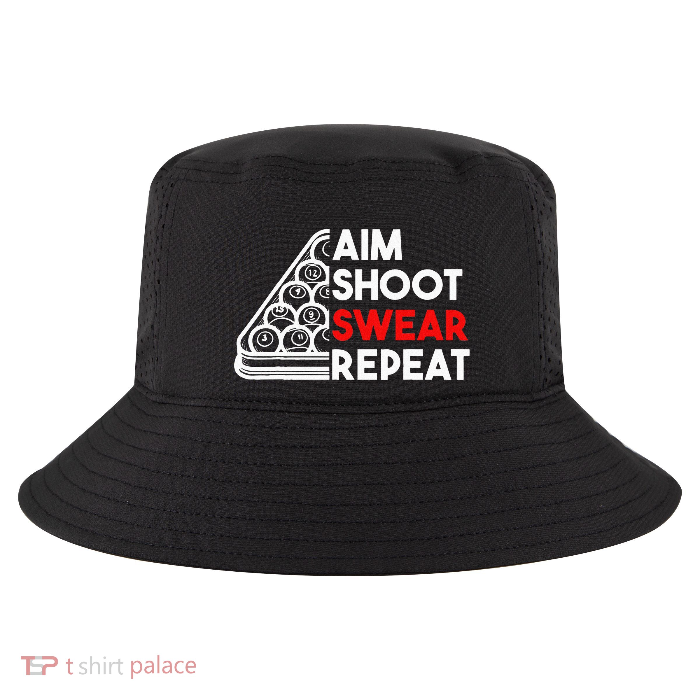 Billiard Pool Aim Shoot Swear Repeat Cool Comfort Performance Bucket Hat