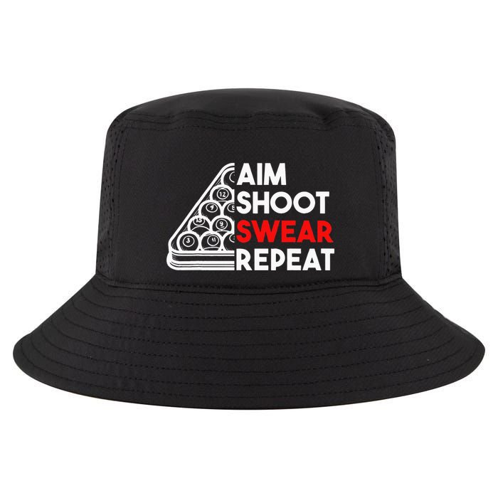 Billiard Pool Aim Shoot Swear Repeat Cool Comfort Performance Bucket Hat