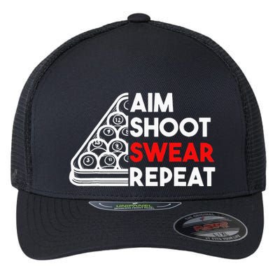 Billiard Pool Aim Shoot Swear Repeat Flexfit Unipanel Trucker Cap