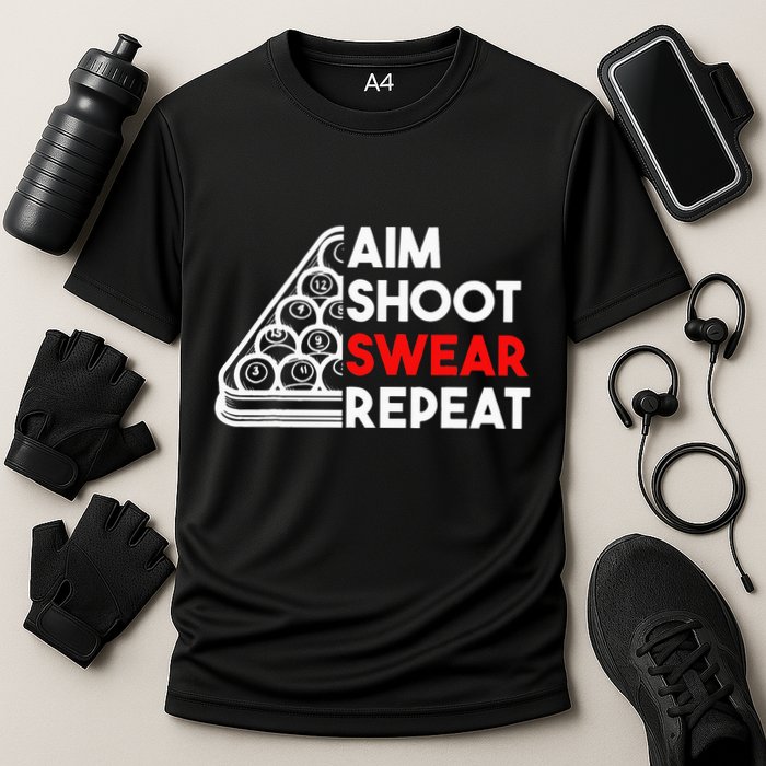 Billiard Pool Aim Shoot Swear Repeat Performance Shirt