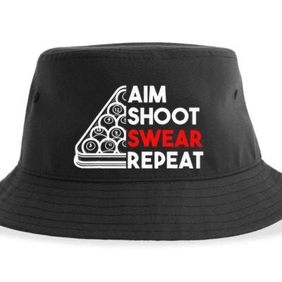 Billiard Pool Aim Shoot Swear Repeat Sustainable Bucket Hat