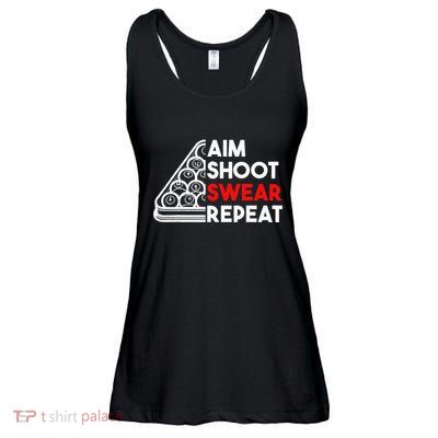 Billiard Pool Aim Shoot Swear Repeat Ladies Essential Flowy Tank