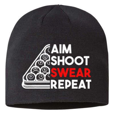 Billiard Pool Aim Shoot Swear Repeat Sustainable Beanie