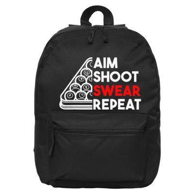 Billiard Pool Aim Shoot Swear Repeat 16 in Basic Backpack