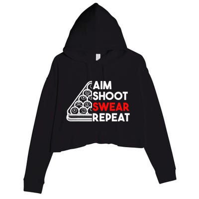 Billiard Pool Aim Shoot Swear Repeat Crop Fleece Hoodie