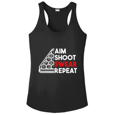 Billiard Pool Aim Shoot Swear Repeat Ladies PosiCharge Competitor Racerback Tank