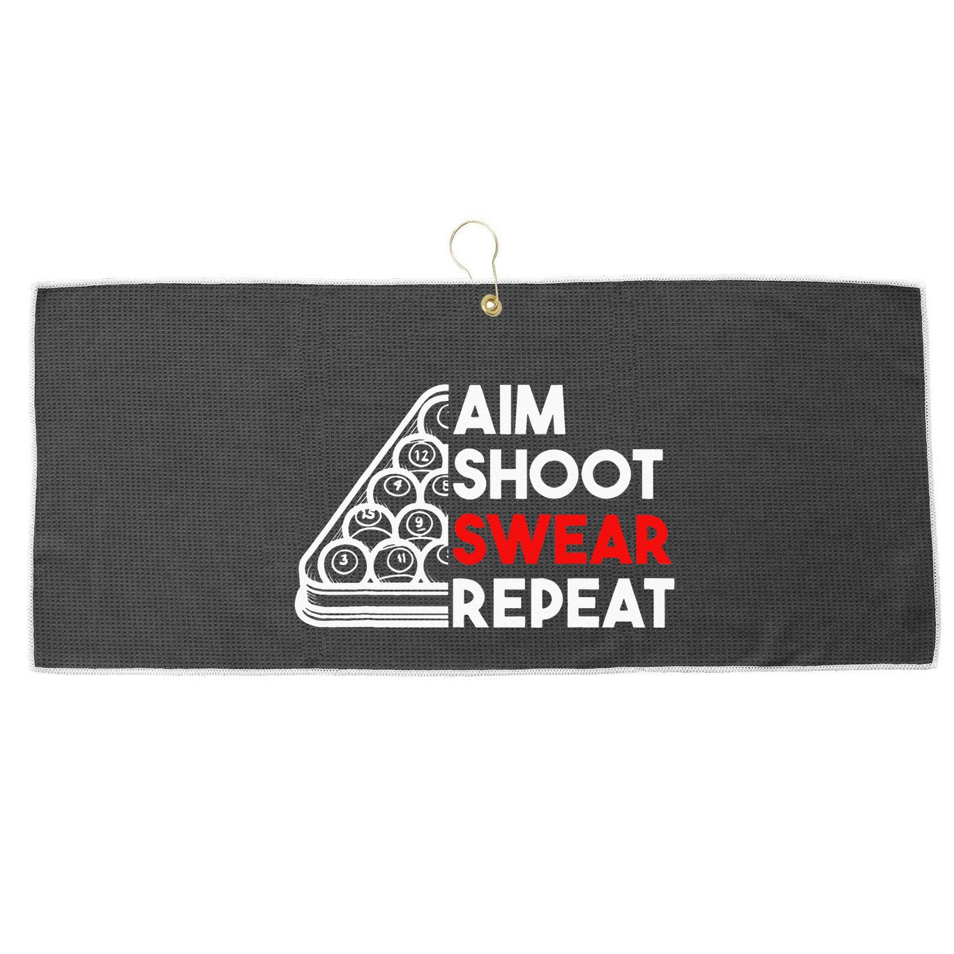 Billiard Pool Aim Shoot Swear Repeat Large Microfiber Waffle Golf Towel
