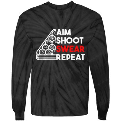 Billiard Pool Aim Shoot Swear Repeat Tie-Dye Long Sleeve Shirt