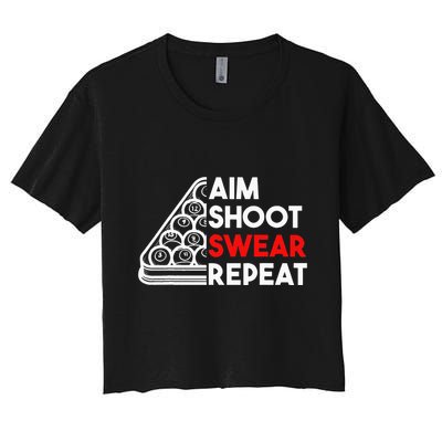 Billiard Pool Aim Shoot Swear Repeat Crop Top
