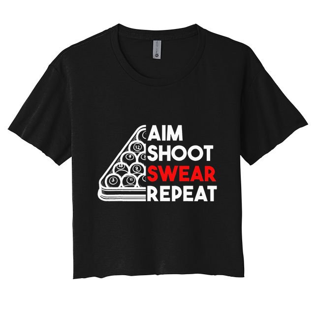 Billiard Pool Aim Shoot Swear Repeat Crop Top