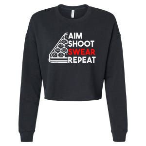 Billiard Pool Aim Shoot Swear Repeat Cropped Pullover Crew