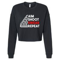 Billiard Pool Aim Shoot Swear Repeat Cropped Pullover Crew
