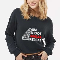 Billiard Pool Aim Shoot Swear Repeat Cropped Pullover Crew