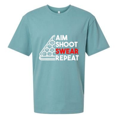 Billiard Pool Aim Shoot Swear Repeat Sueded Cloud Jersey T-Shirt