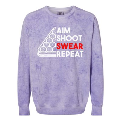 Billiard Pool Aim Shoot Swear Repeat Colorblast Crewneck Sweatshirt