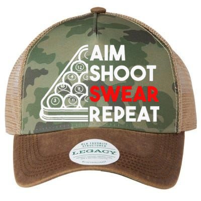 Billiard Pool Aim Shoot Swear Repeat Legacy Tie Dye Trucker Hat