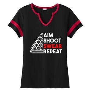 Billiard Pool Aim Shoot Swear Repeat Ladies Halftime Notch Neck Tee