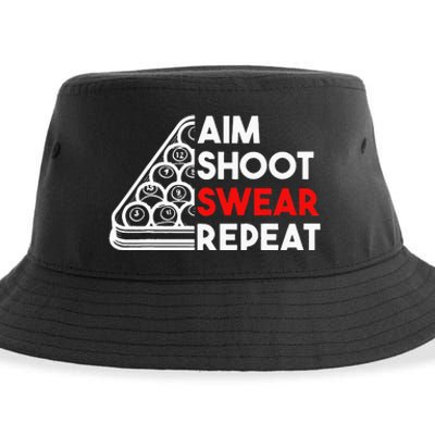 Billiard Pool Aim Shoot Swear Repeat Sustainable Bucket Hat