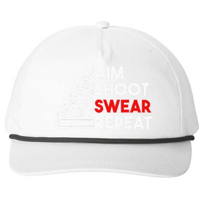 Billiard Pool Aim Shoot Swear Repeat Snapback Five-Panel Rope Hat