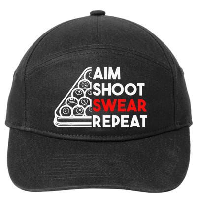 Billiard Pool Aim Shoot Swear Repeat 7-Panel Snapback Hat