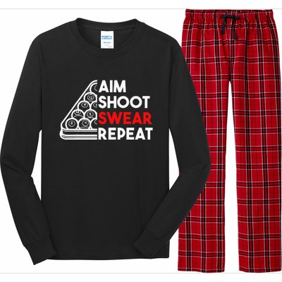 Billiard Pool Aim Shoot Swear Repeat Long Sleeve Pajama Set