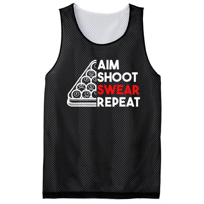 Billiard Pool Aim Shoot Swear Repeat Mesh Reversible Basketball Jersey Tank