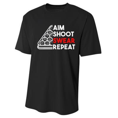 Billiard Pool Aim Shoot Swear Repeat Performance Sprint T-Shirt