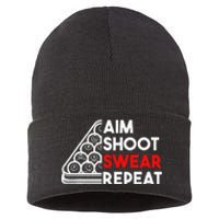 Billiard Pool Aim Shoot Swear Repeat Sustainable Knit Beanie