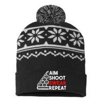 Billiard Pool Aim Shoot Swear Repeat USA-Made Snowflake Beanie