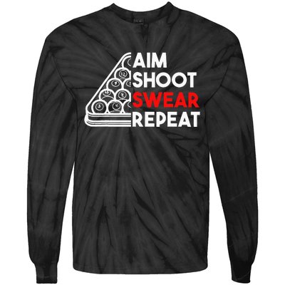 Billiard Pool Aim Shoot Swear Repeat Tie-Dye Long Sleeve Shirt