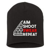 Billiard Pool Aim Shoot Swear Repeat Short Acrylic Beanie