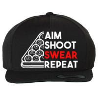 Billiard Pool Aim Shoot Swear Repeat Wool Snapback Cap