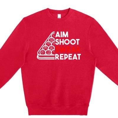 Billiard Pool Aim Shoot Swear Repeat Premium Crewneck Sweatshirt