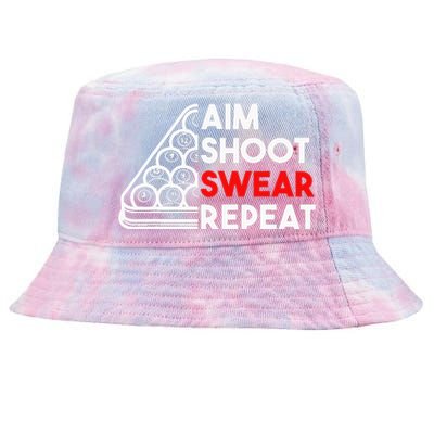 Billiard Pool Aim Shoot Swear Repeat Tie-Dyed Bucket Hat