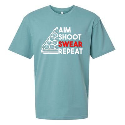 Billiard Pool Aim Shoot Swear Repeat Sueded Cloud Jersey T-Shirt