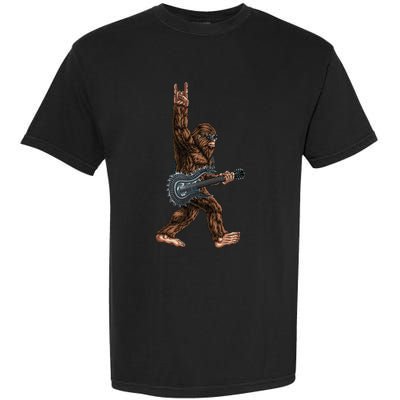 Bigfoot Playing A Dragon Guitar Rock On Sasquatch Big Foot Garment-Dyed Heavyweight T-Shirt