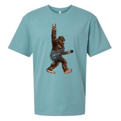 Bigfoot Playing A Dragon Guitar Rock On Sasquatch Big Foot Sueded Cloud Jersey T-Shirt