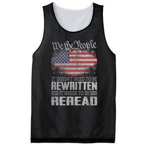 Brave Patriotic American Us Flag Constitution Of The Usa Needs To Be Reread Mesh Reversible Basketball Jersey Tank