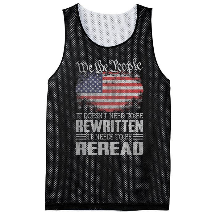 Brave Patriotic American Us Flag Constitution Of The Usa Needs To Be Reread Mesh Reversible Basketball Jersey Tank