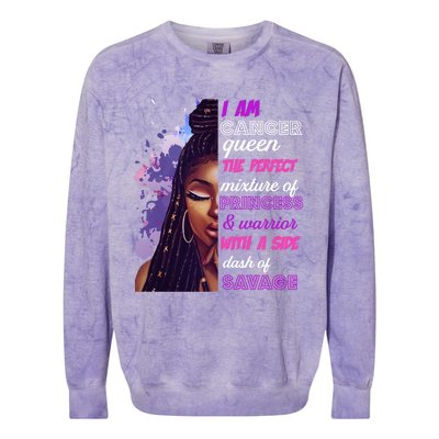 Black Princess And Warrior Cancer Girl Savage Funny Gift Colorblast Crewneck Sweatshirt