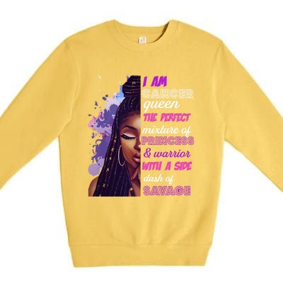 Black Princess And Warrior Cancer Girl Savage Funny Gift Premium Crewneck Sweatshirt