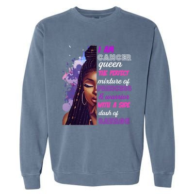 Black Princess And Warrior Cancer Girl Savage Funny Gift Garment-Dyed Sweatshirt