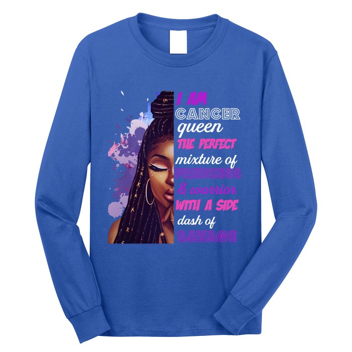 Black Princess And Warrior Cancer Girl Savage Funny Gift Long Sleeve Shirt