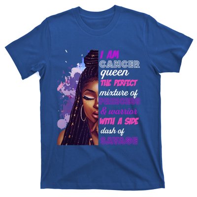 Black Princess And Warrior Cancer Girl Savage Funny Gift T-Shirt