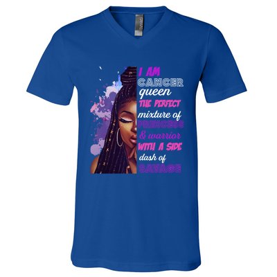 Black Princess And Warrior Cancer Girl Savage Funny Gift V-Neck T-Shirt