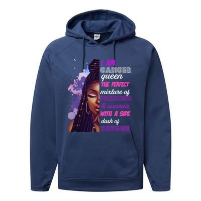 Black Princess And Warrior Cancer Girl Savage Funny Gift Performance Fleece Hoodie